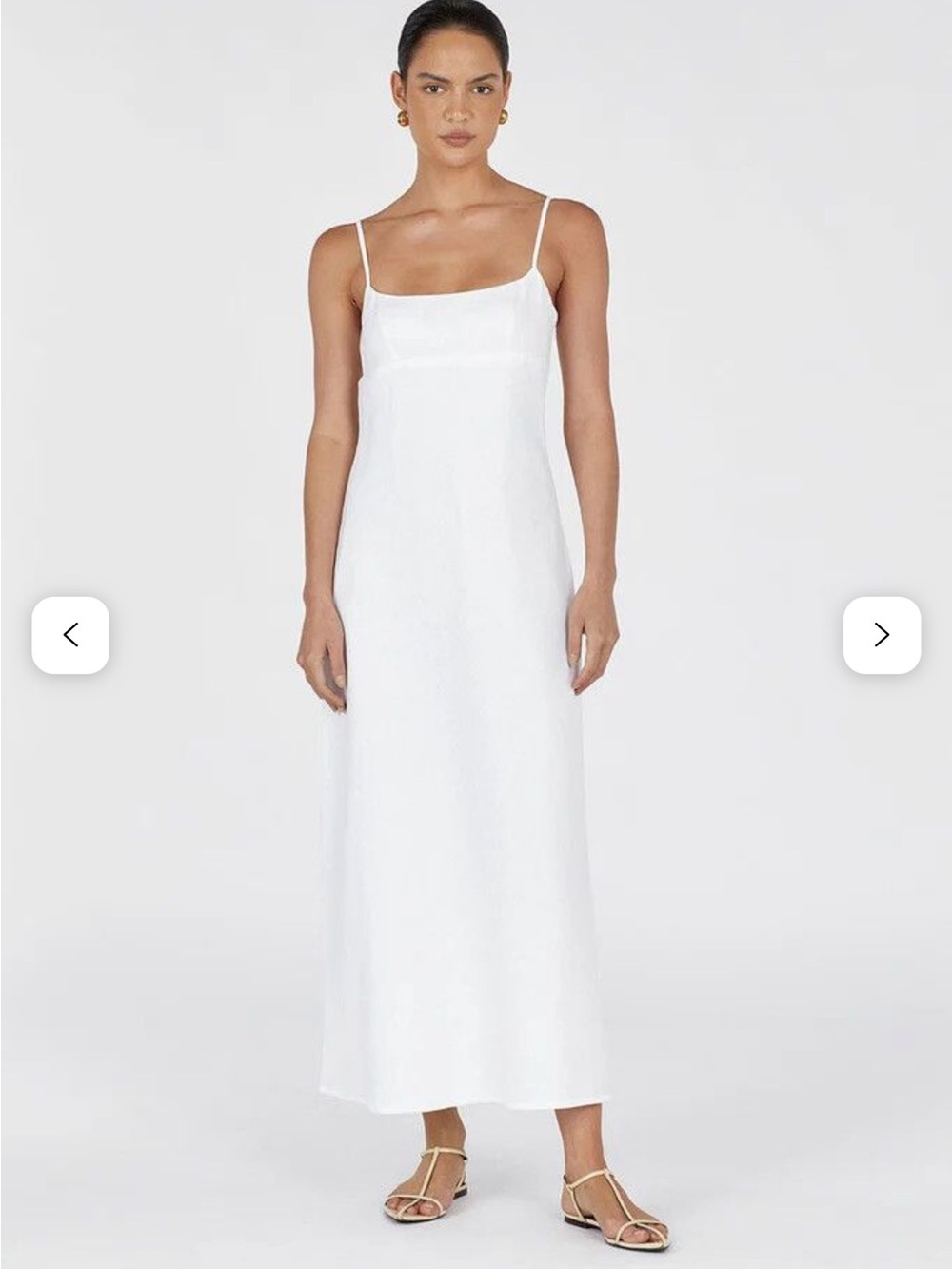 DISSH White Linen Spaghetti-Strap Maxi Dress